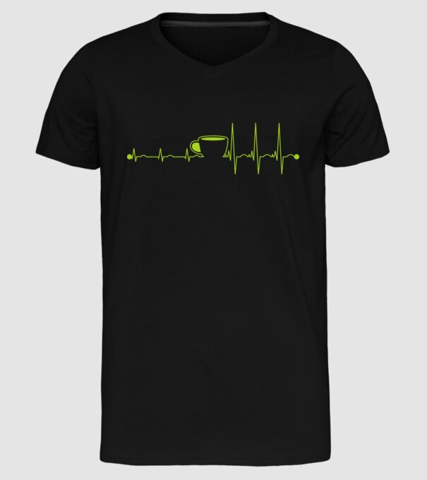 Coffee heartbeat model negru pe tricou