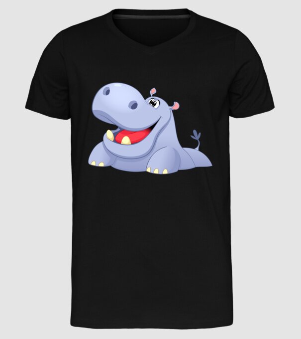 Cute Hippo model negru pe tricou