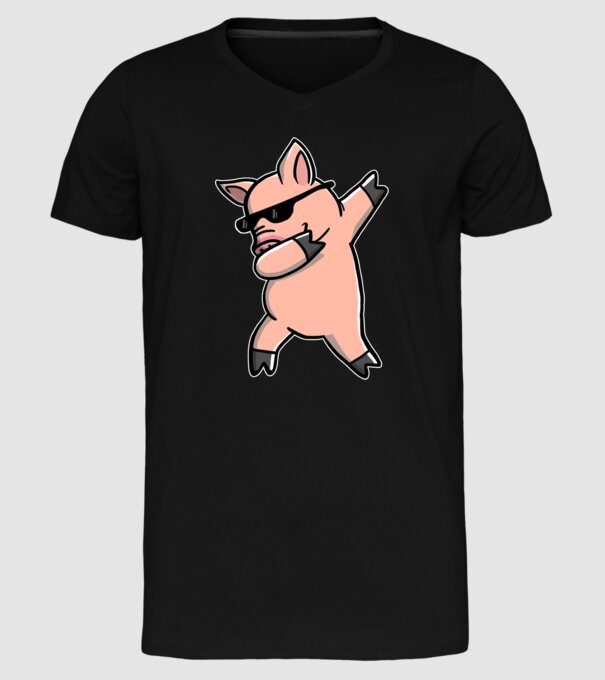 Porc dab model negru pe tricou