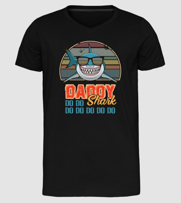 Daddy shark v2 model negru pe tricou