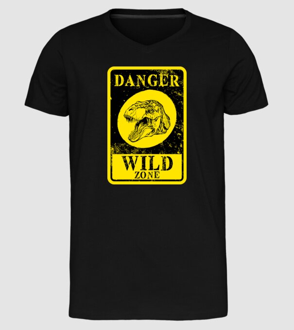 Danger wild zone model negru pe tricou