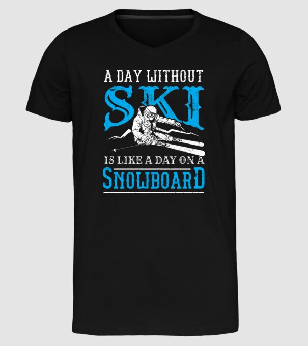 Day without SKI model negru pe tricou