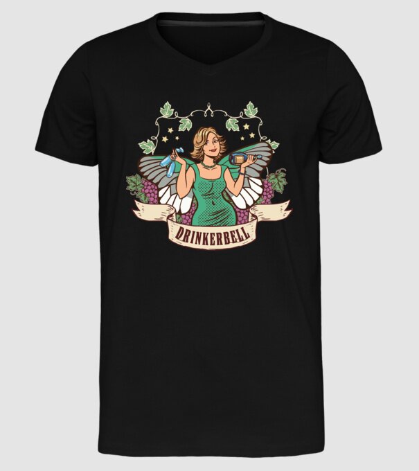 Drinkerbell model negru pe tricou