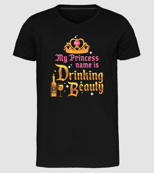 Drinking beauty model negru pe tricou