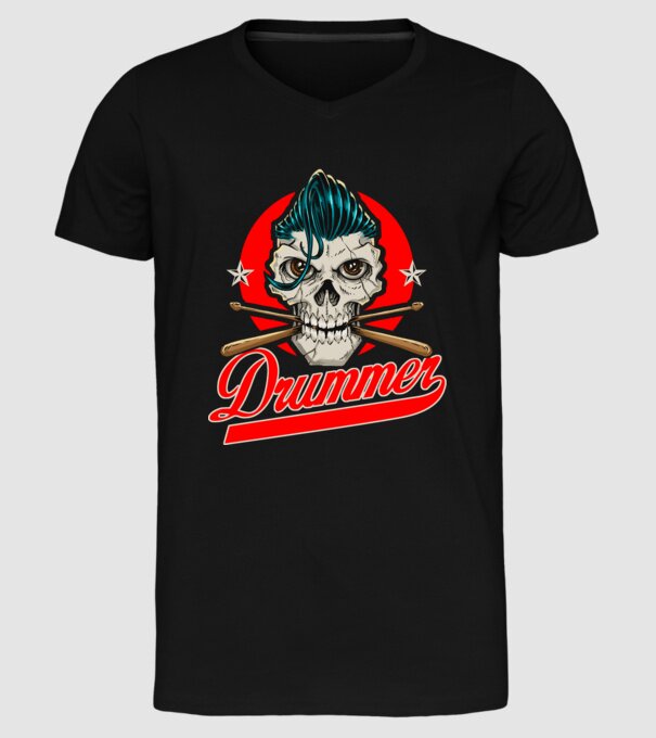 Drummer model negru pe tricou