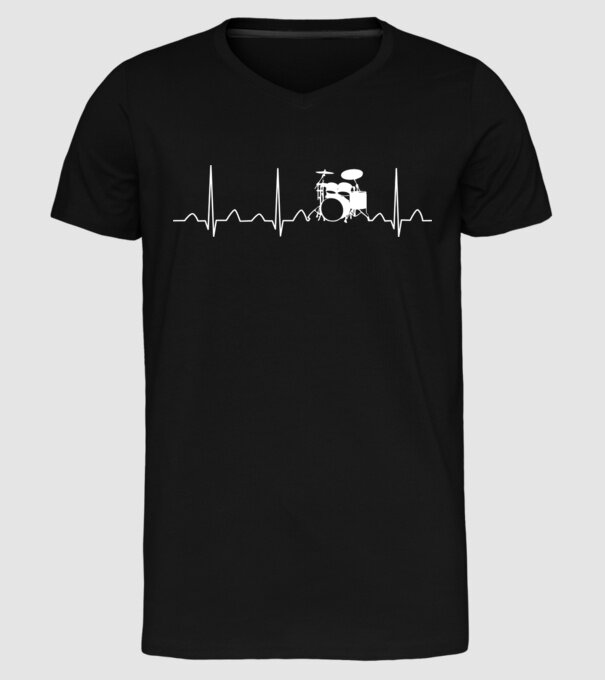 Drums heartbeat model negru pe tricou