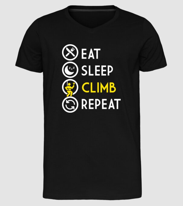 Eat sleep climb model negru pe tricou