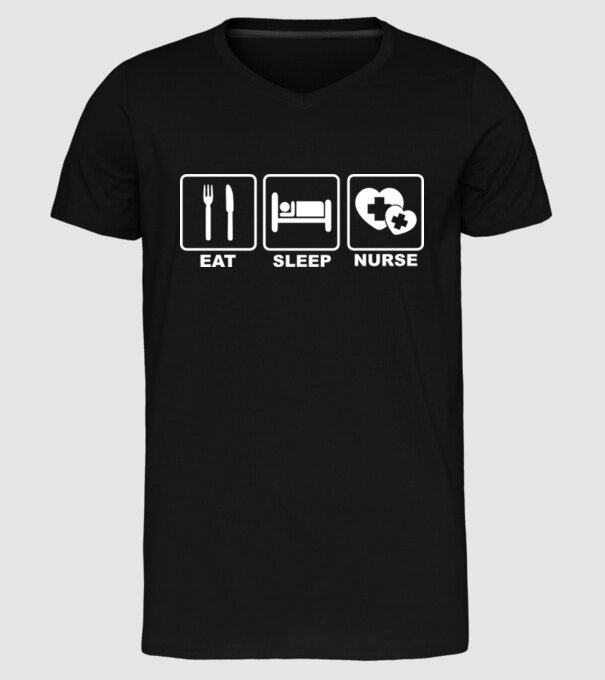 Eat Sleep Nurse model negru pe tricou