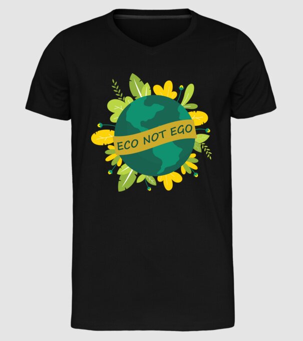 ECO NOT EGO model negru pe tricou