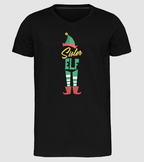 Elf family sister model negru pe tricou