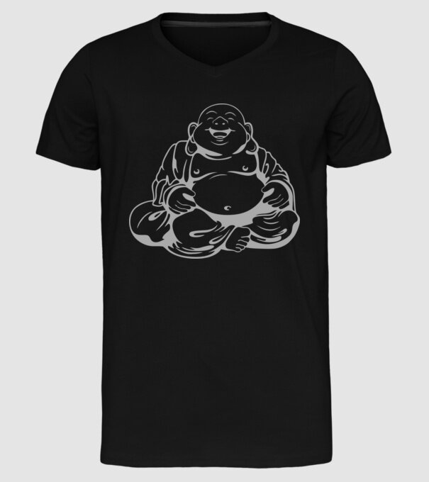 fat buddha model negru pe tricou