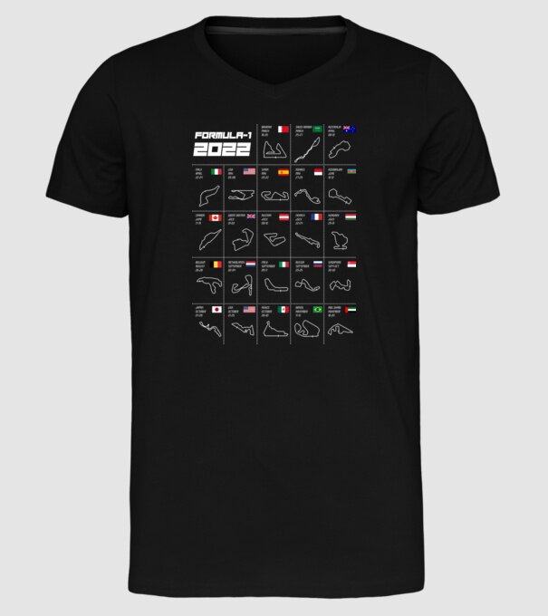 Formula 1 tracks 2022 model negru pe tricou