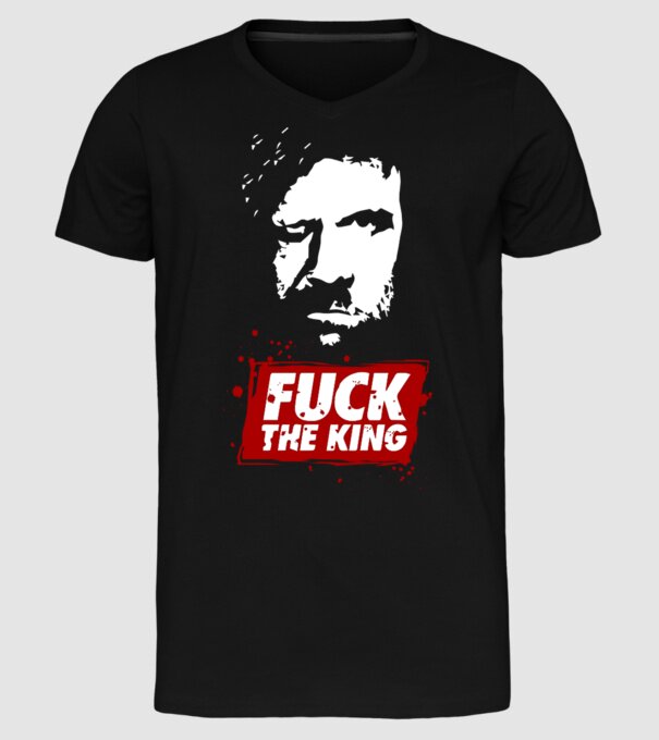 Fuck the king model negru pe tricou