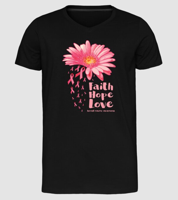 Gerbera faith hope love model negru pe tricou