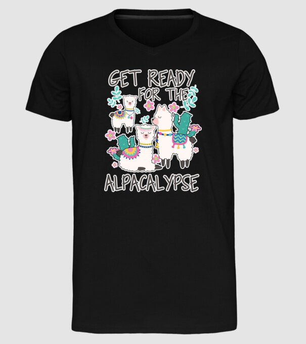 Get ready for the alpacalypse model negru pe tricou