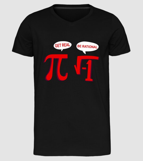 Get real, be rational model negru pe tricou