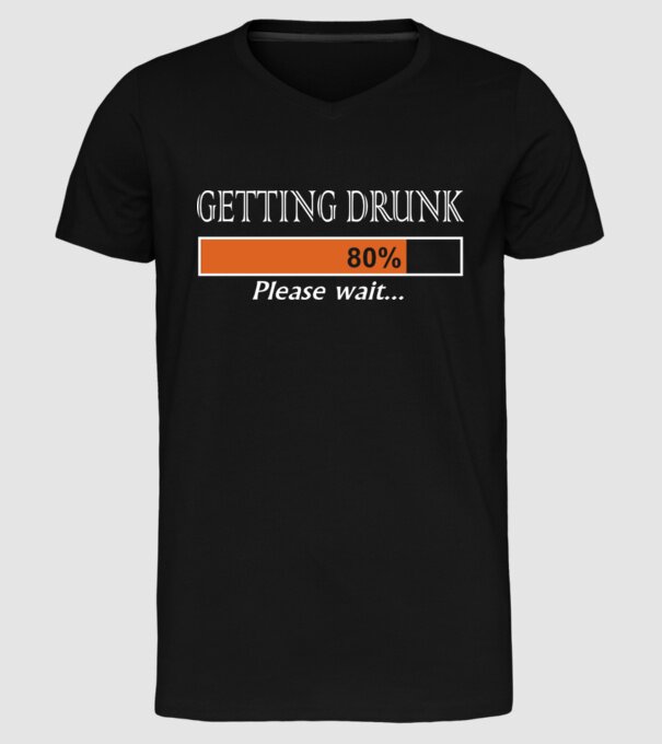 Getting drunk model negru pe tricou