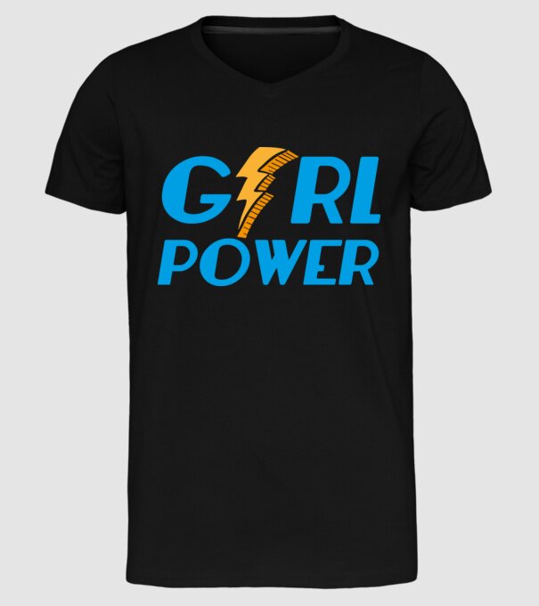 GirlPower model negru pe tricou