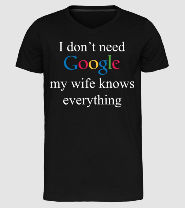 Google wife model negru pe tricou