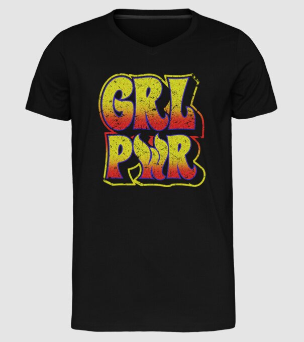 Girl Power retro model negru pe tricou