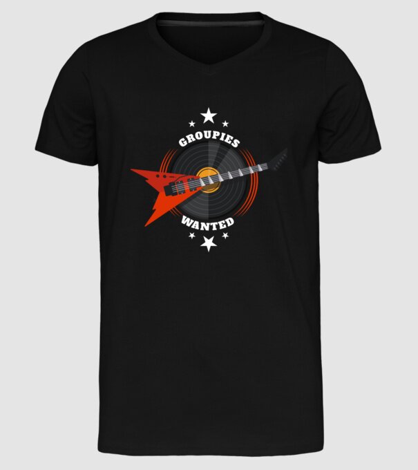 Groupies Wanted model negru pe tricou