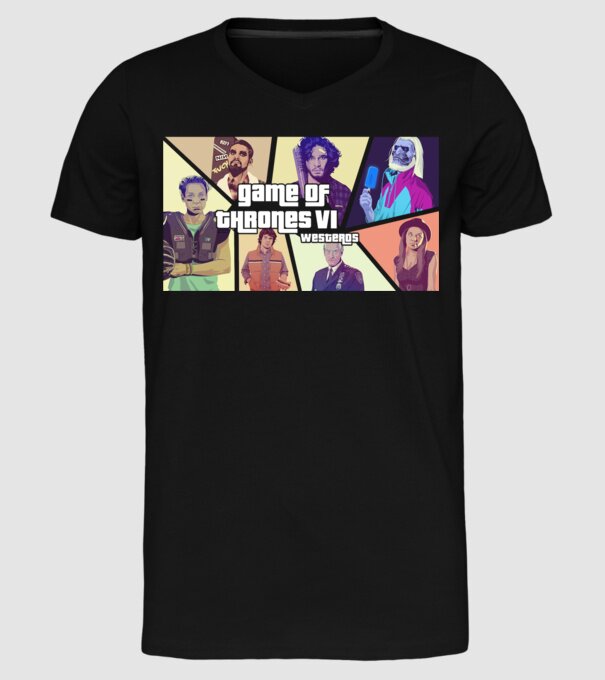 GTA Game of Thrones model negru pe tricou