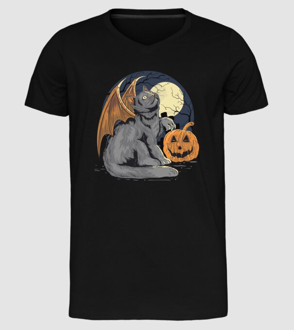 Halloween cica model negru pe tricou