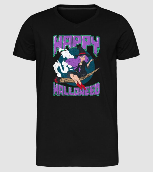 Happy Halloweed model negru pe tricou