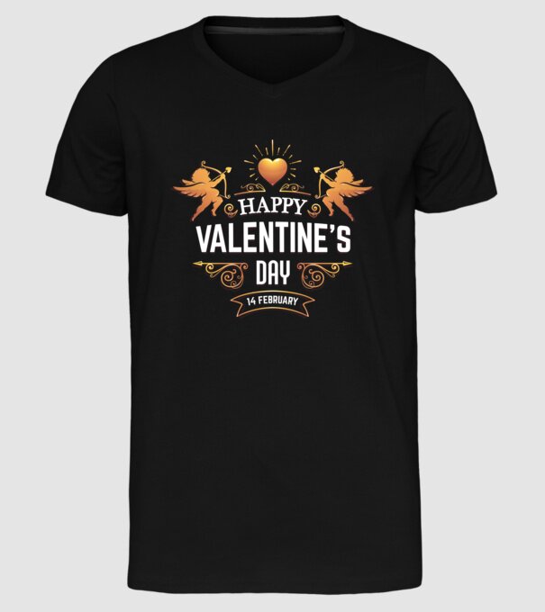 'Happy Valentine''s Day!' model negru pe tricou