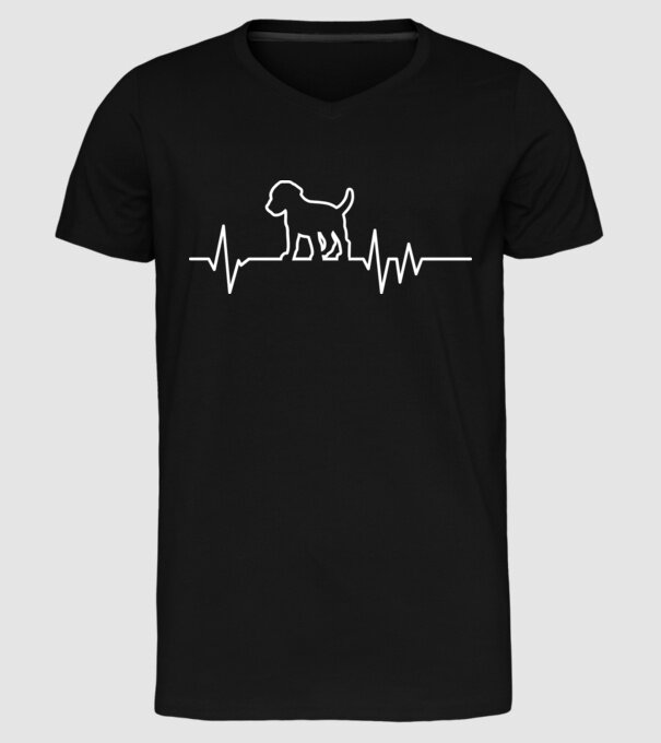 Heartbeat line Beagle model negru pe tricou