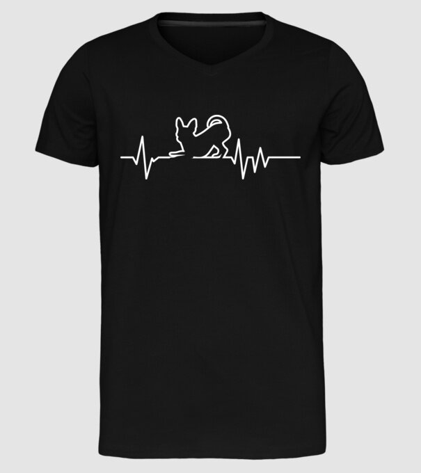 Heartbeat line Chihuahua model negru pe tricou