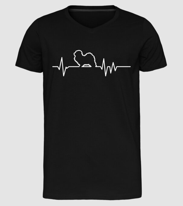 Heartbeat line Havanese model negru pe tricou
