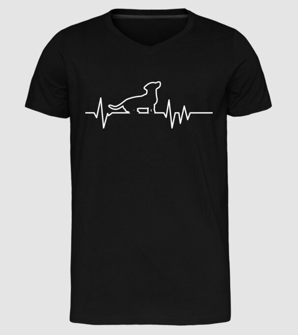 Heartbeat line Teckel model negru pe tricou