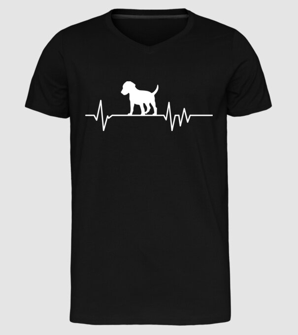 Heartbeat silueta Beagle model negru pe tricou