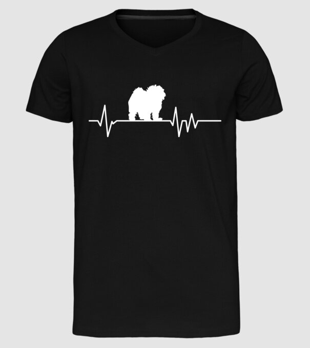 Heartbeat silueta Bolognese model negru pe tricou