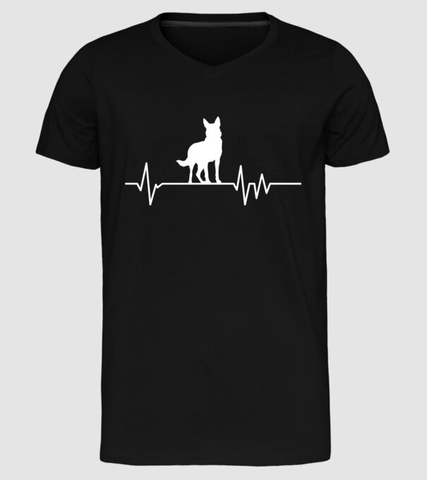 Heartbeat siluetă Ciobănesc german model negru pe tricou