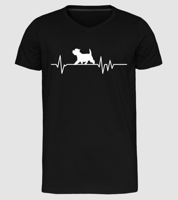 Heartbeat silueta Westie model negru pe tricou