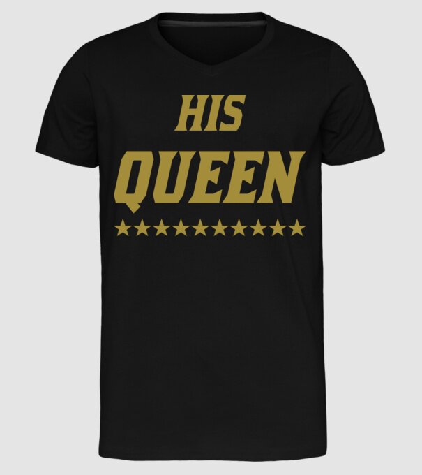 His Queen model negru pe tricou