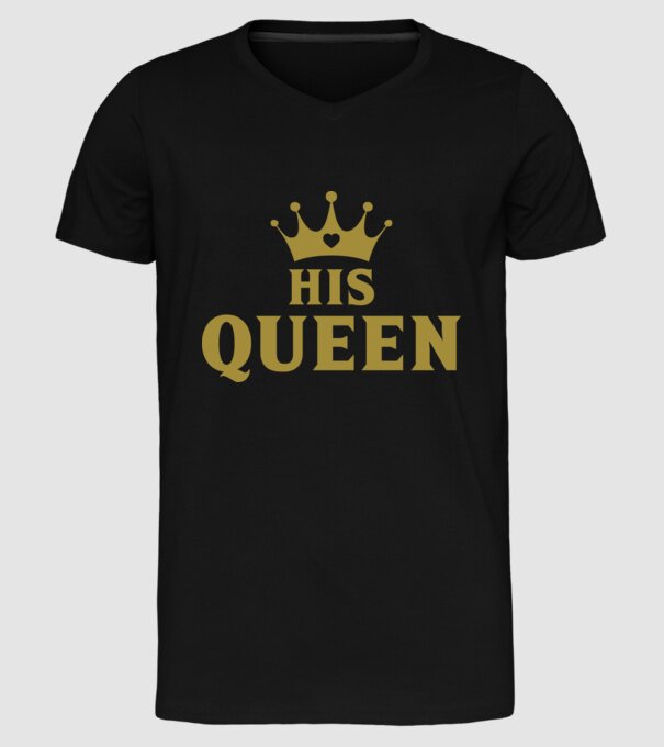 His Queen model negru pe tricou