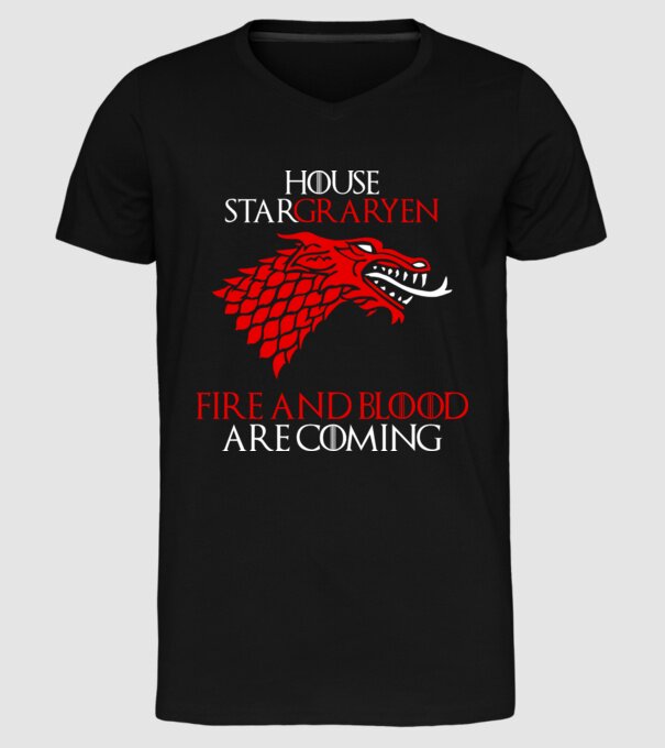 house stargaryen model negru pe tricou