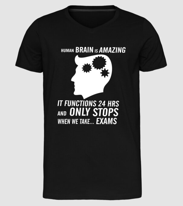 Human brain is amazing model negru pe tricou
