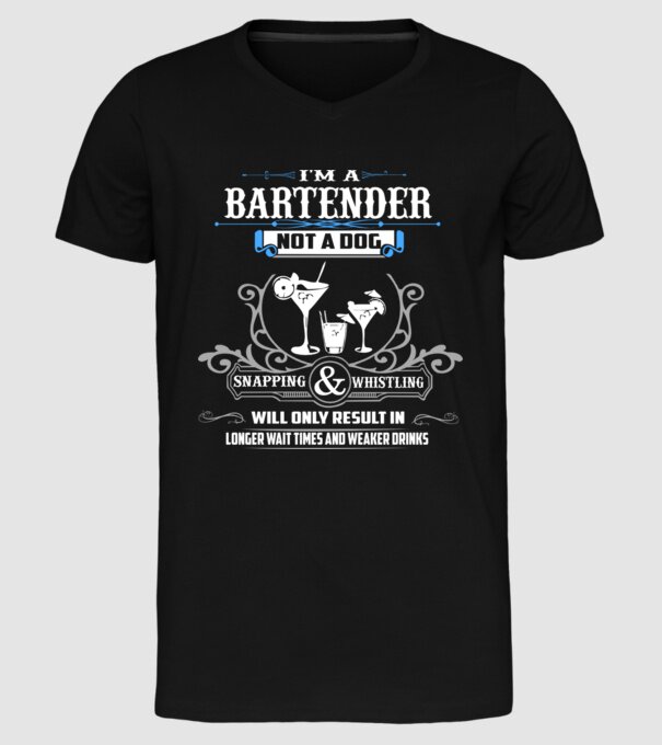 'I''m a bartender NOT a dog' model negru pe tricou