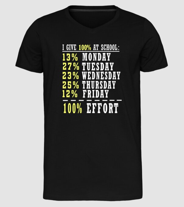 I give 100% at school model negru pe tricou