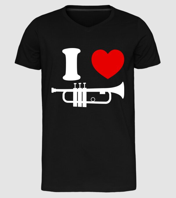 I heart trumpet model negru pe tricou