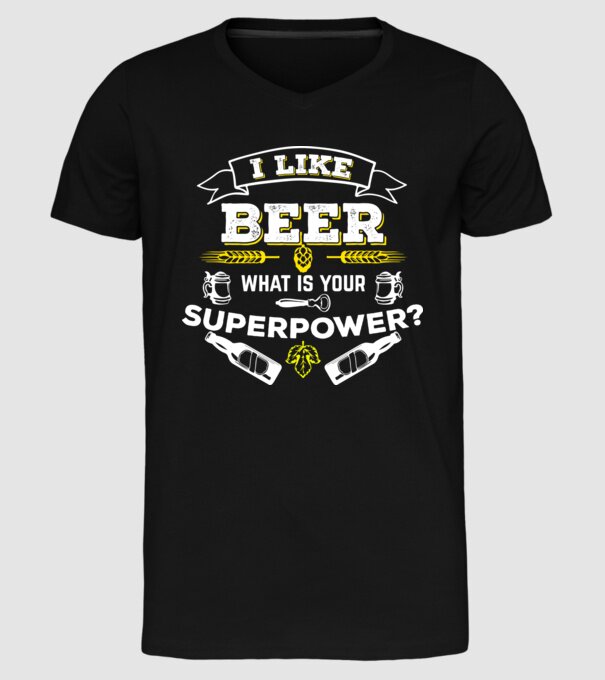 i like beer model negru pe tricou