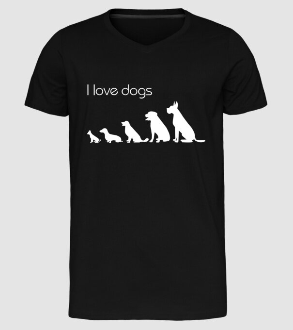 I love dogs model negru pe tricou
