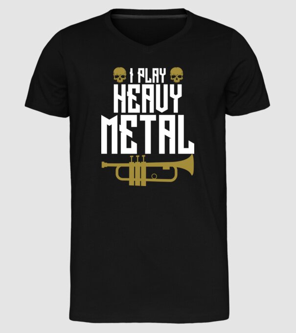 I play heavy metal trumpet model negru pe tricou