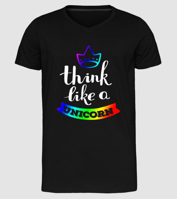 I think like a UNICORN model negru pe tricou