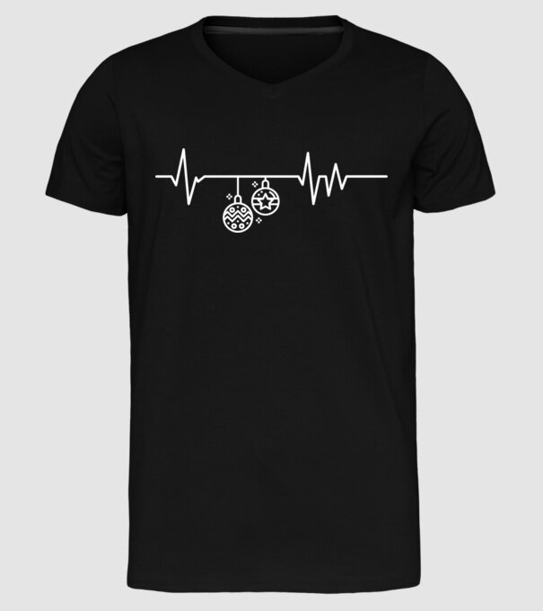 heartbeat Crăciun model negru pe tricou