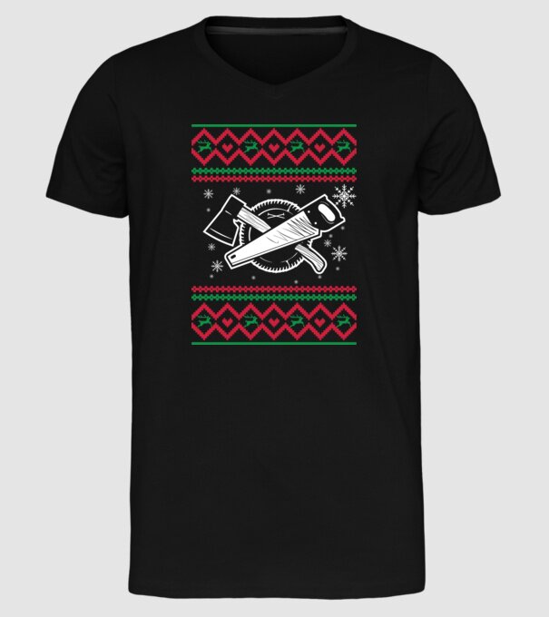 Model tricotat de Crăciun - tâmplar model negru pe tricou